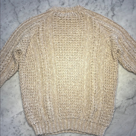 Vintage Abercrombie & Fitch Cream Fisherman Sweater with Cable-Knit - Picture 3 of 9